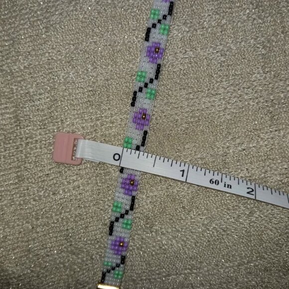 ✨ NWT Handmade Dainty Purple Flower Beaded Bracelet Stainless Steel ✨ - Picture 7 of 7